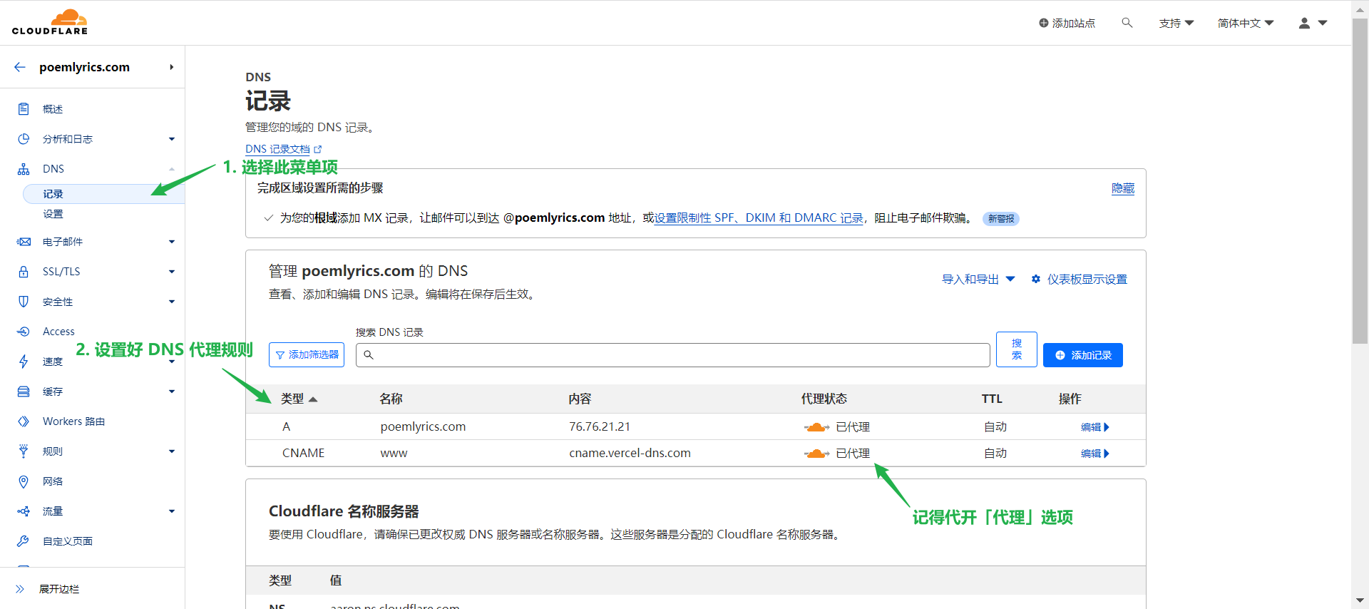 设置 DNS 并开启代理